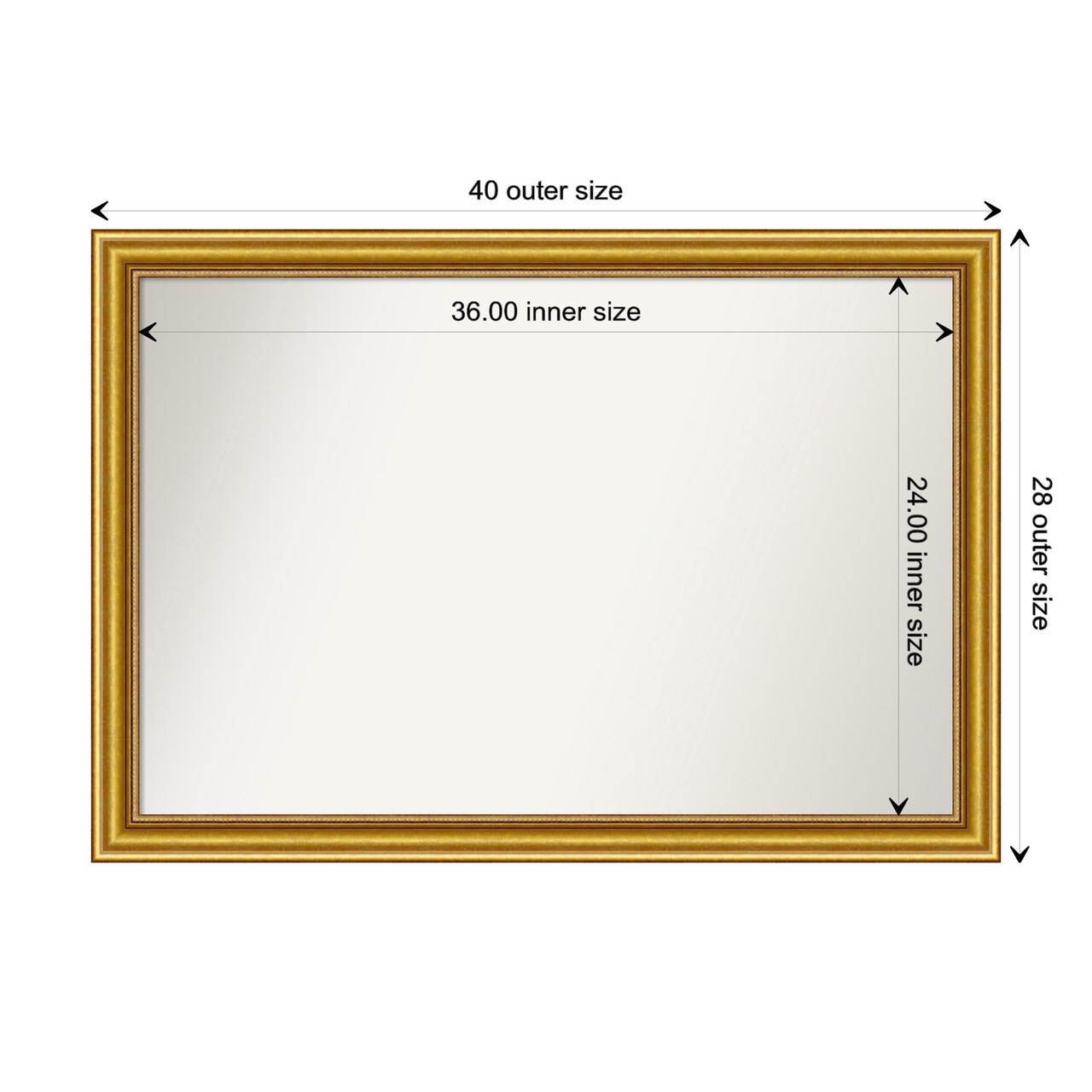 Amanti Art Non-Beveled Wood Wall Mirror, Townhouse Gold Frame